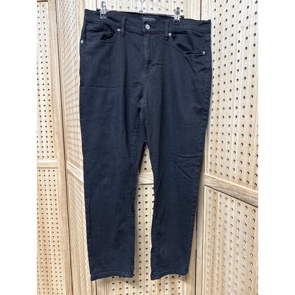 Banana Republic Girlfriend Jean Black Denim Petite 31/12 Relaxed Tapered Pants